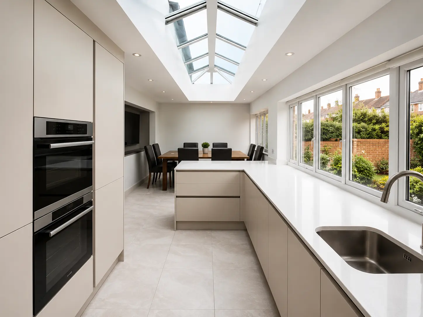 Modern open-plan kitchen in a house extension in Oxford